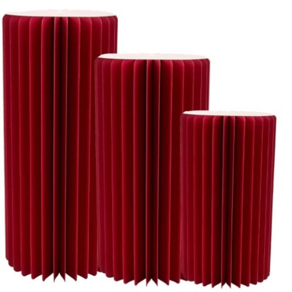 SET 3 COLONNE CARTA ROSSO D30 H60-80-100